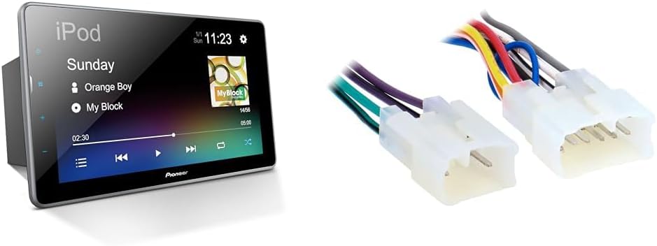 Pioneer DMH-T450EX Digital Multimedia Receiver with Weblink & Metra 70-1761 Radio Wiring Harness for Toyota 87-Up Power 4 Speaker