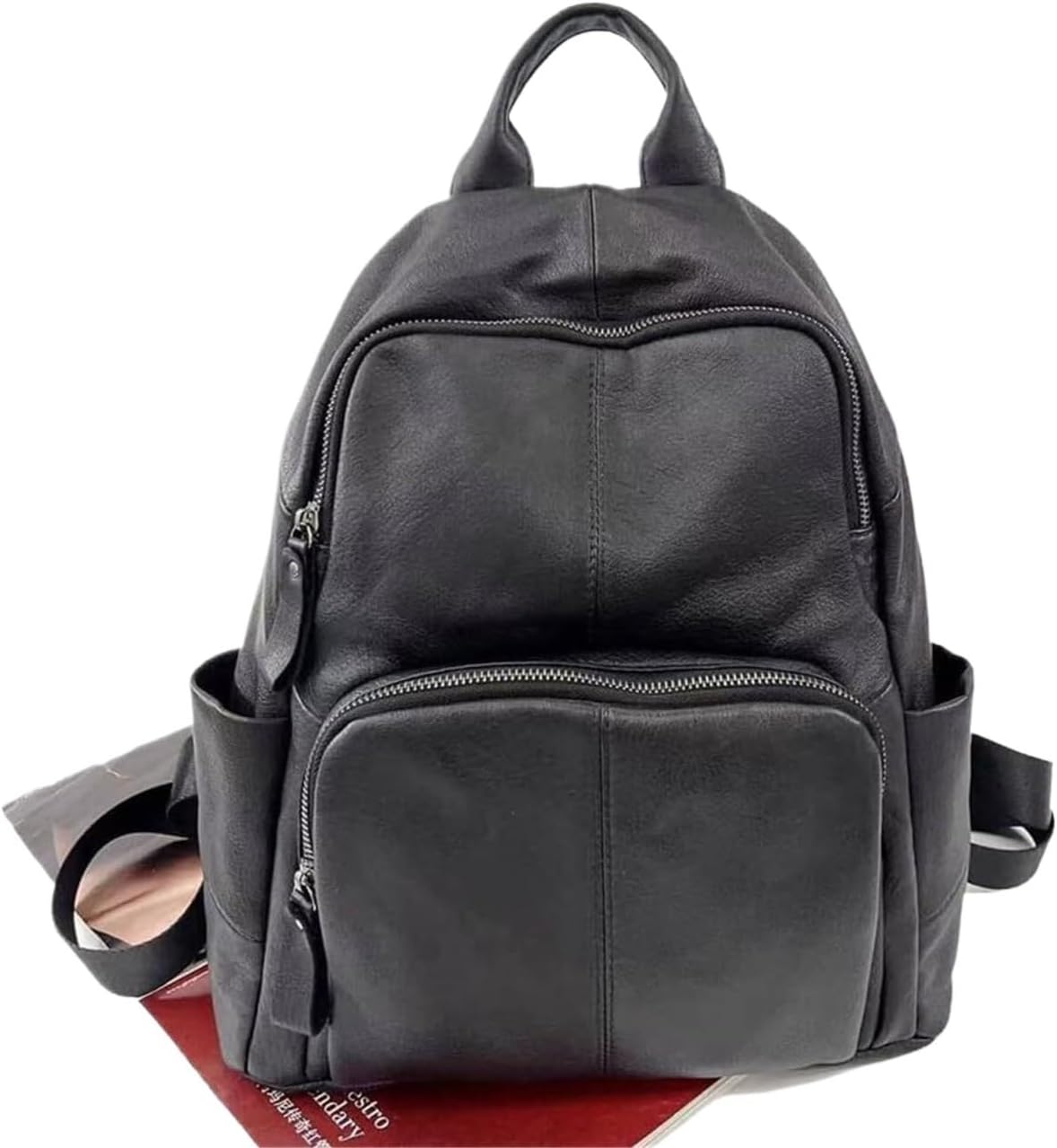 Backpack Women Black Cowhide Ladies Shoulder Bag Soft Leather Back Zipper Anti Theft Women's Bag