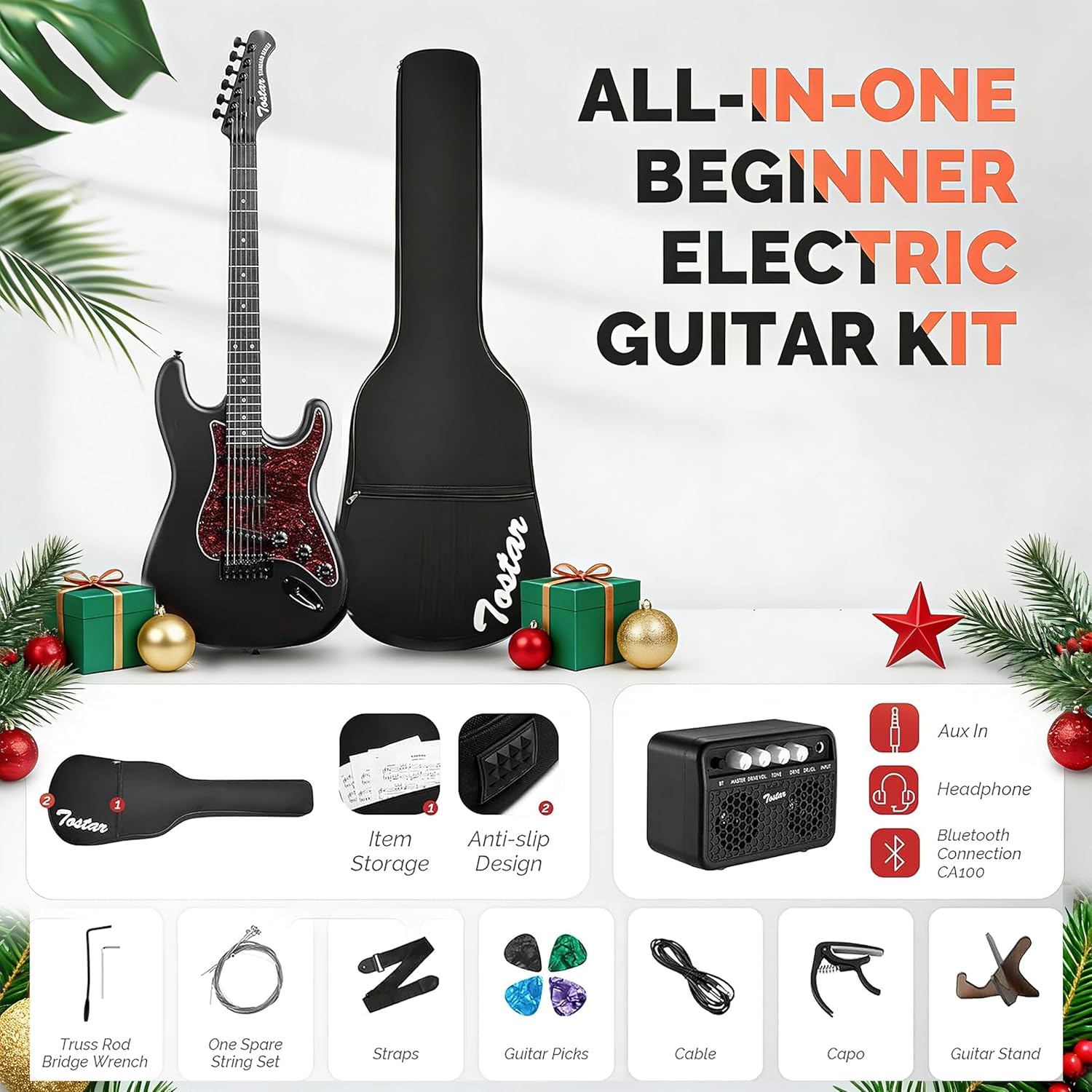 Tostar Electric Guitar Kit Black and Green 39