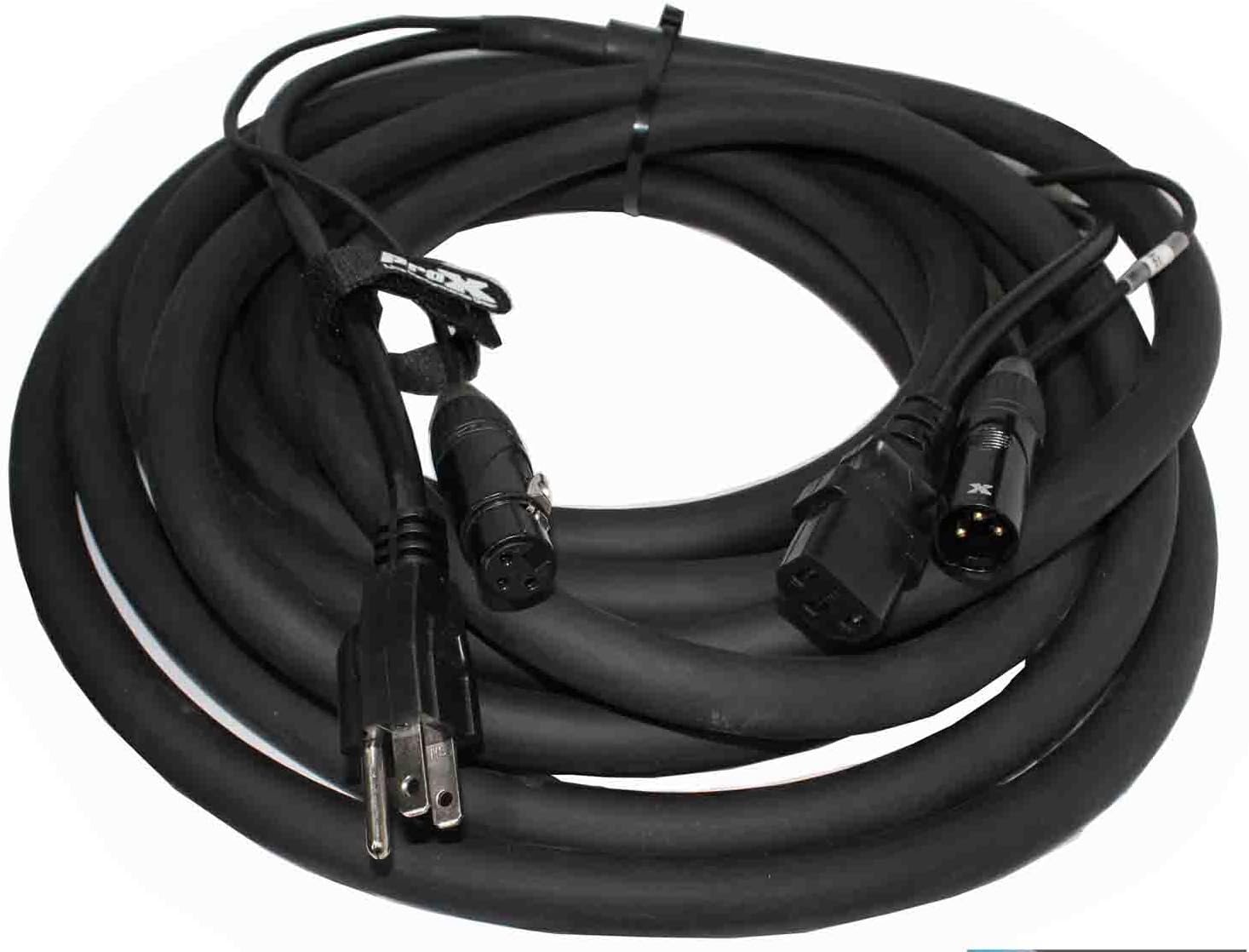 Prox XC-XLREC25 25' IEC Female to NEMA 15P (14AWG) & XLR-M to XLRF (20AWG) Balanced High Performance Audio/Power Cable