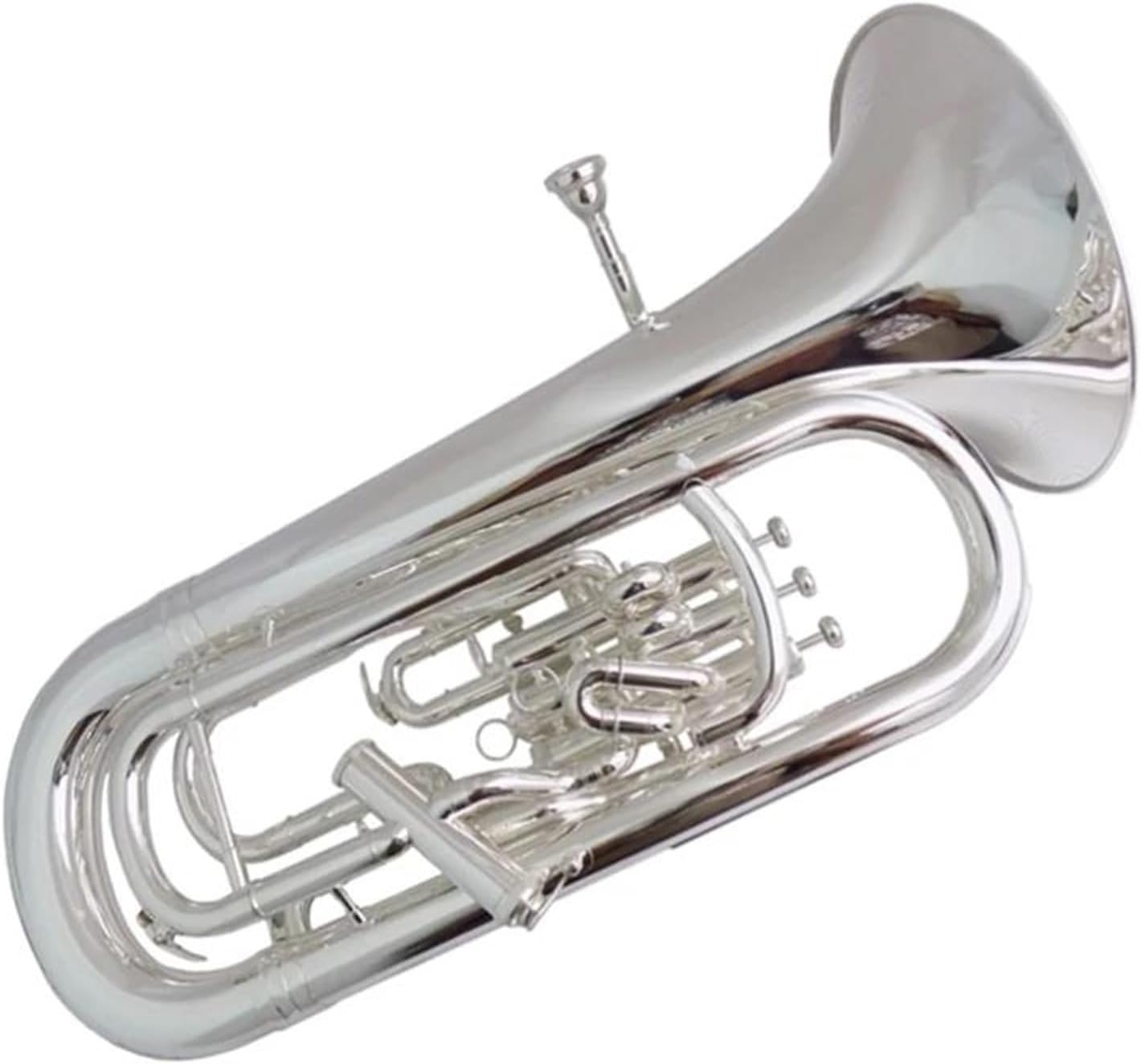 Beginner euphonium Musical Instruments Euphonium Compensating 3+1 Pistons Lacquer Silver Nickel Plated With Hard Case Mouthpiece(Silver plated)