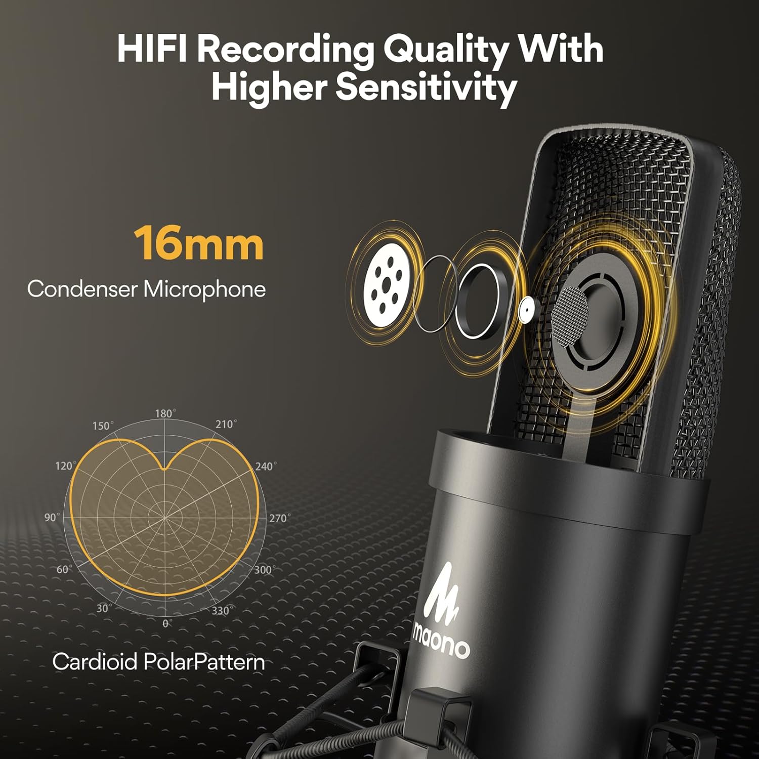 MAONO USB Microphone Kit 192KHZ/24BIT Plug & Play PC Computer Podcast Condenser Cardioid Mic with Professional Sound Chipset for Recording, Singing, YouTube, Gaming Recording AU-A04, A04T
