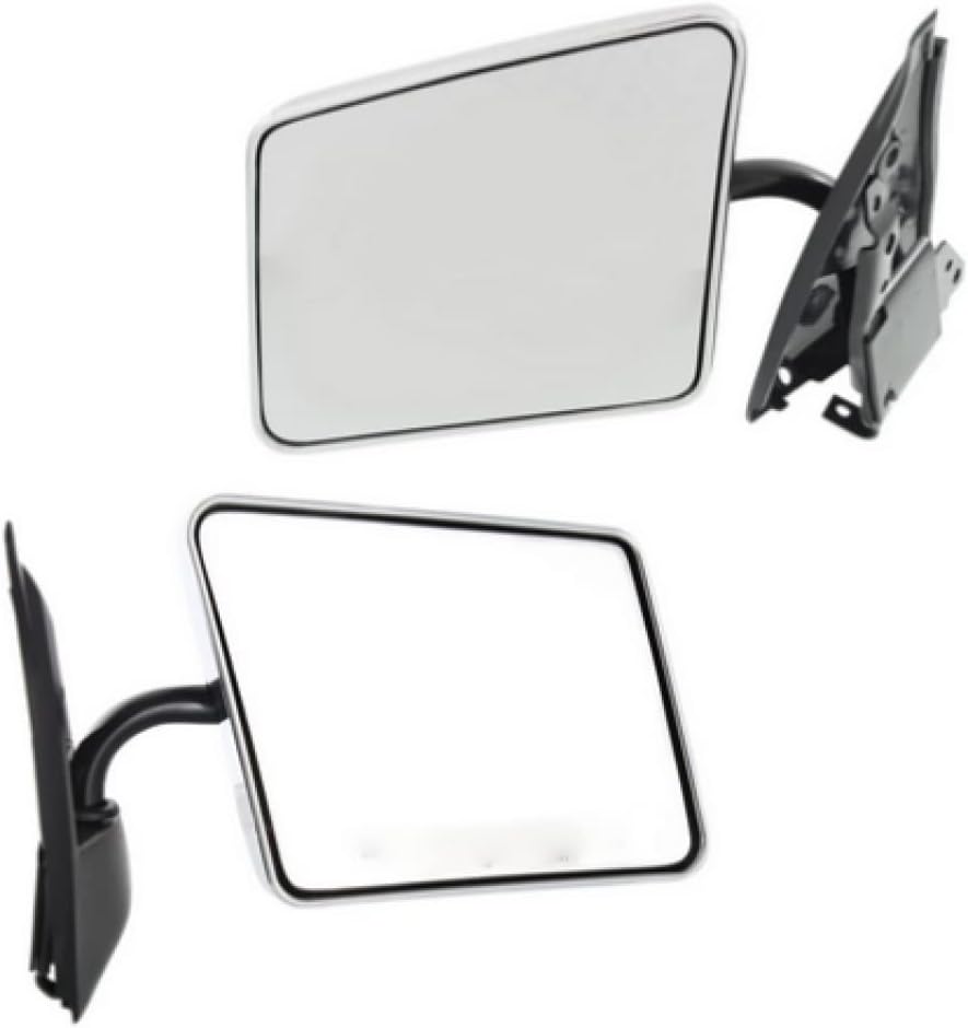 For Chevy S10 Blazer 1983-1994 Door Mirror Driver & Passenger Side Pair | Manual | Non-Heated | Manual Folding | Below Eyeline Type | Chrome | Replacement For 15642573, 15642574 | GM1320102, GM1321102