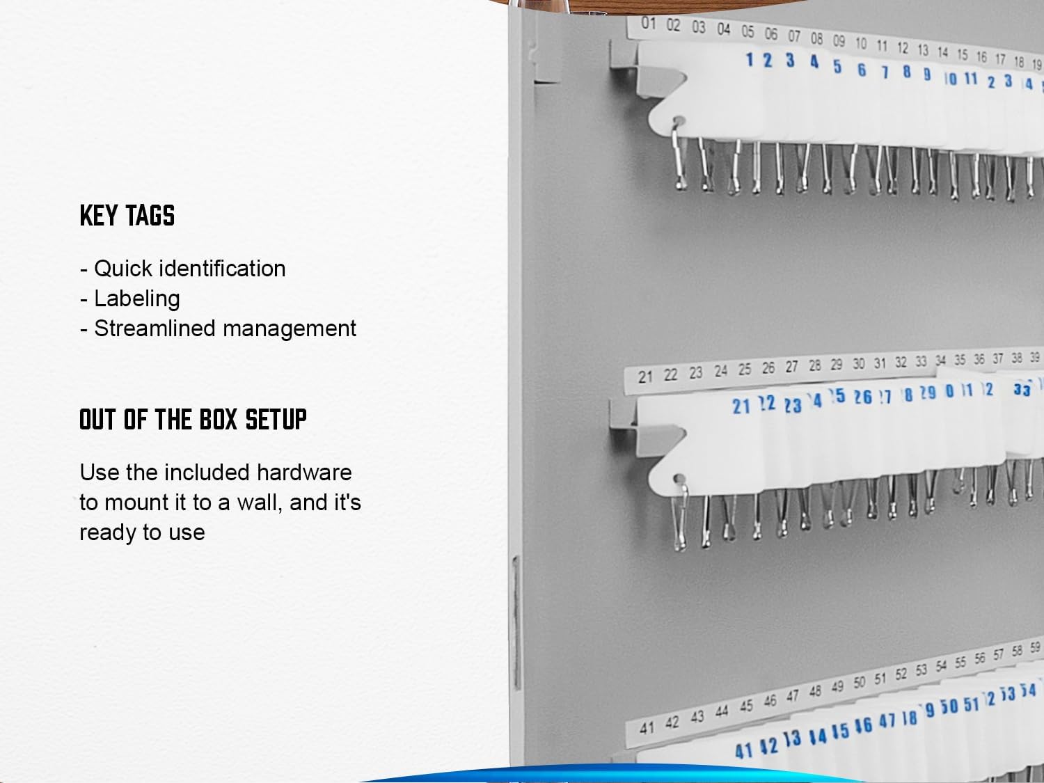 Barska 320-Position Key Cabinet – Steel Key Lock Box with Numbered Hooks, Key Log Sheet, White Tags & Index Chart – Wall-Mount Organizer, Gray Finish