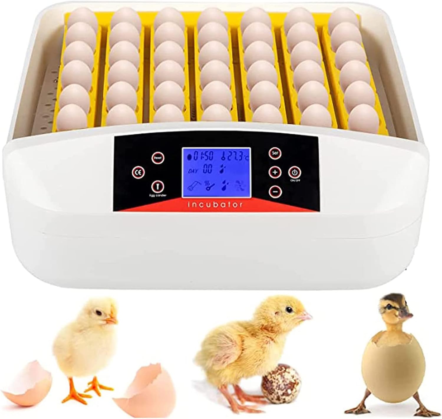 56 Eggs Digital Poultry Hatcher Machine,Fully Automatic Egg Incubator with Automatic Turning And Temperature And Humidity Control for Chicken Duck Bird Quail Goose Turkey