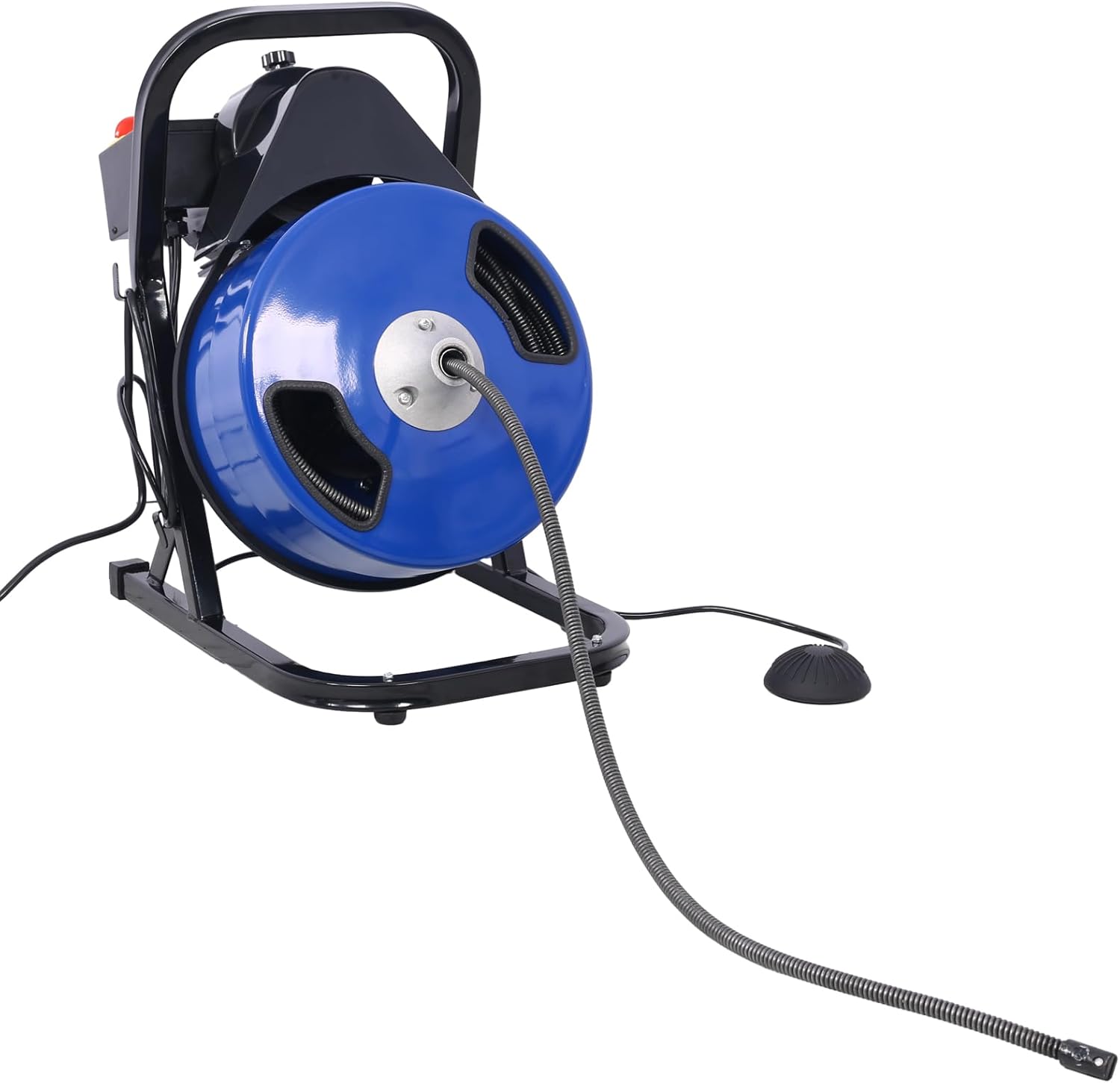 1/3HP Electric Drain Cleaner Machine 60ft x 1/2in Cable with 4 Cutters Foot Switch Steel Drum for 1-4in Pipes Efficient Plumbing Maintenance Tool
