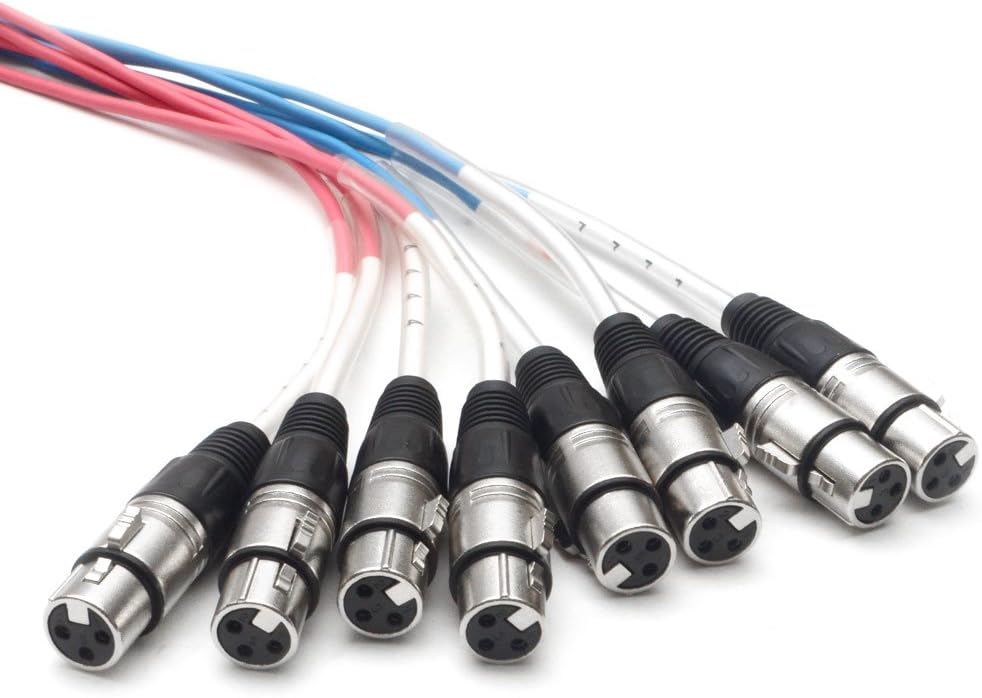 Seismic Audio Speakers 8 Channel XLR Snake Cables, Pro Audio Snake Cables, 10 Foot, Multiple Colored Coded Cables
