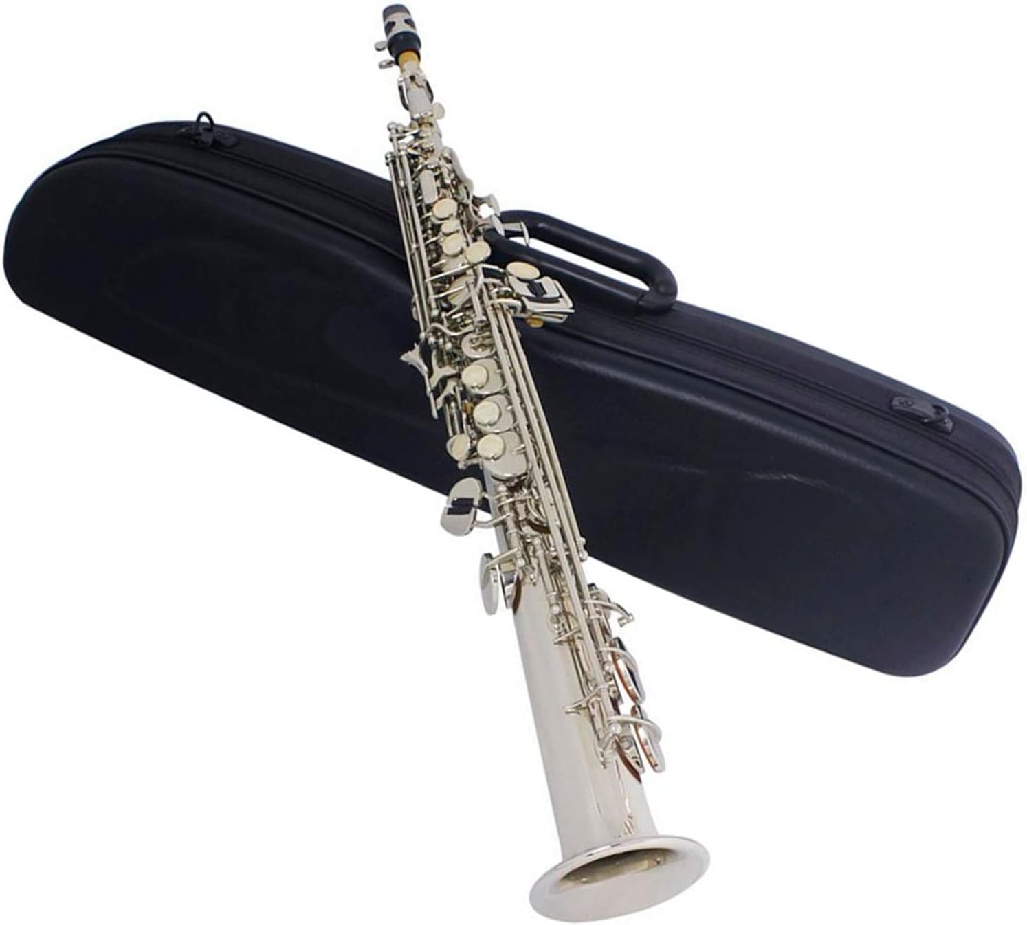 Bb Saxophone Straight Brass Saxophone Professional Woodwind Music Instrument with Accessories