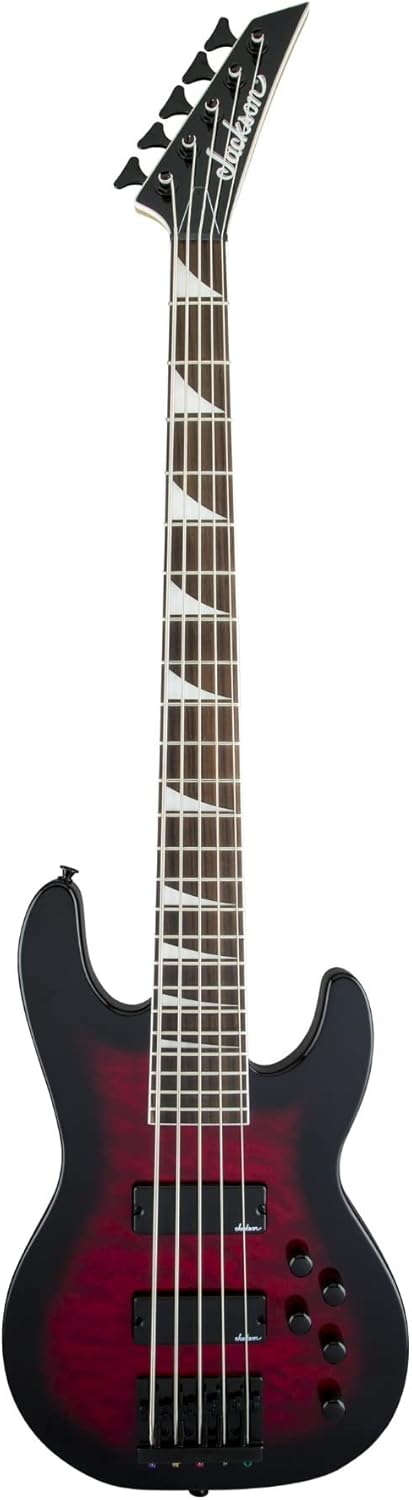 Jackson JS Series 5-String Concert Bass JS3VQ, Transparent Red Burst, Amaranth Fingerboard