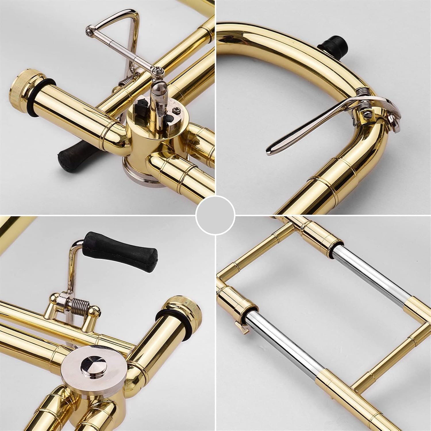 FLFL Student Trumpet Upgraded Intermediate Bb Flat Tenor Slide Trombone with F Trigger Including Mouthpiece Carry Case Gloves Cleaning Cloth