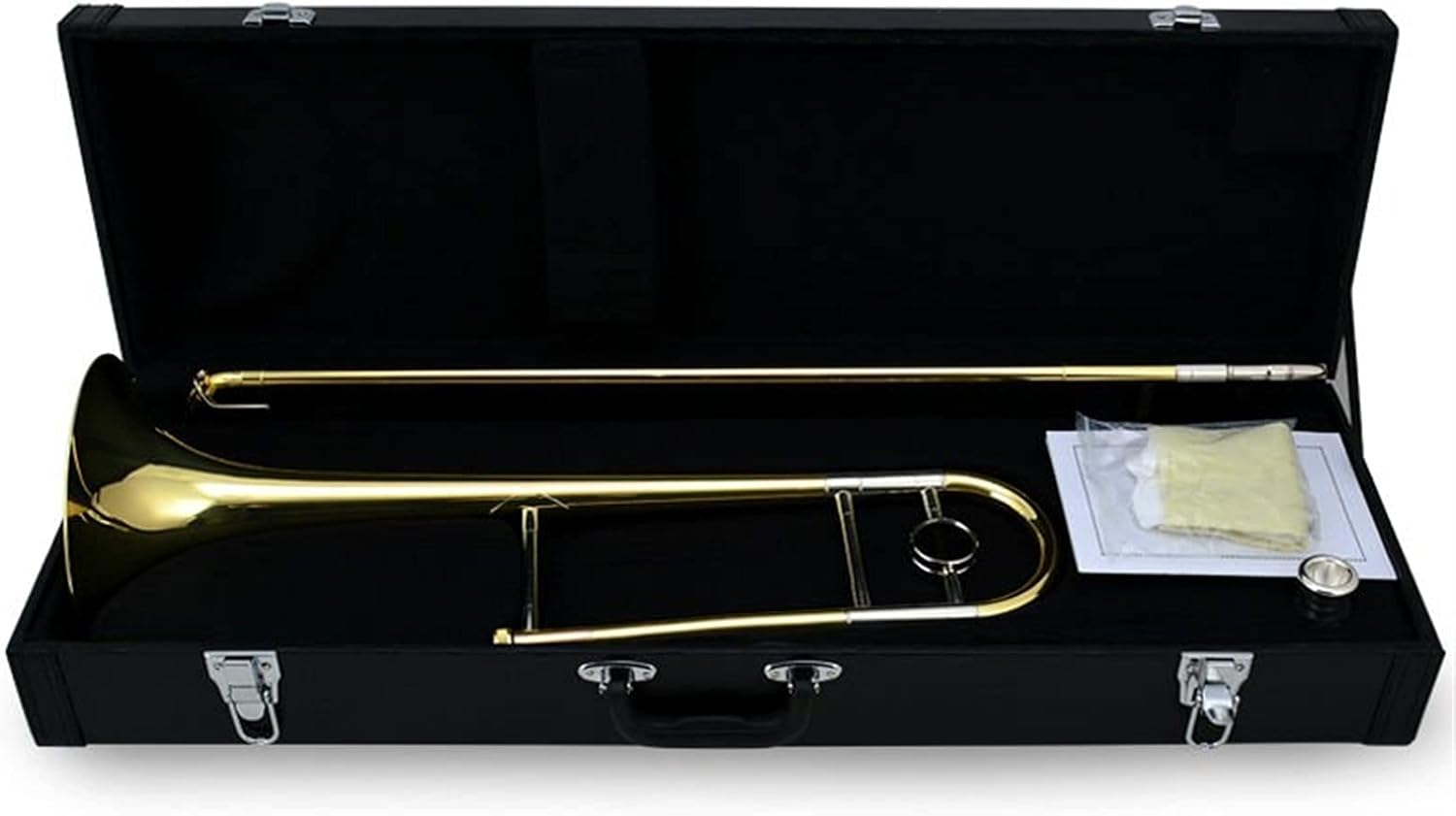 Standard Trombone B Flat Tenor Trombone with The Mouthpiece with Case,Gloves,Gold Brass Wind Instruments Valve Trombone (Color : Silver)