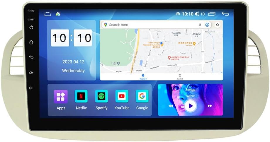 Android Car Stereo for Fiat 500 500C 2007-2015,9 inch IPS Touchscreen with Upgrade Wireless CarPlay & Android Auto,WiFi/GPS,Support SWC and Subwoofer,8-Core 8G+256G
