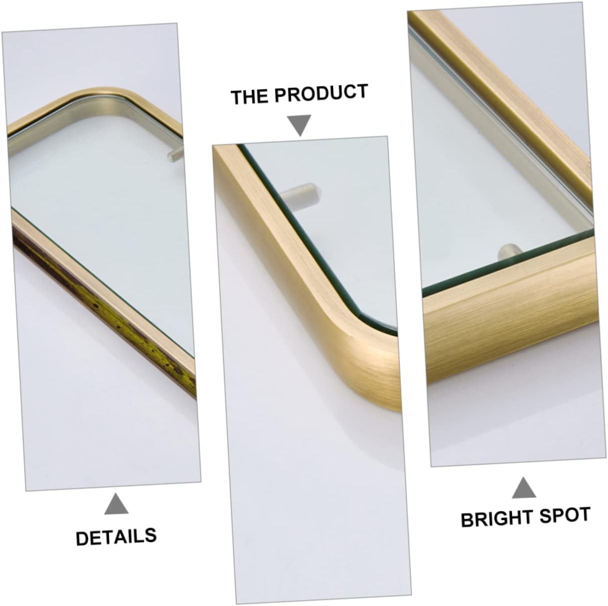 Cabilock Wall Organizer Rack Glass Shelf Unit Hanging Wall Shelf Bathroom Rack Brass Material