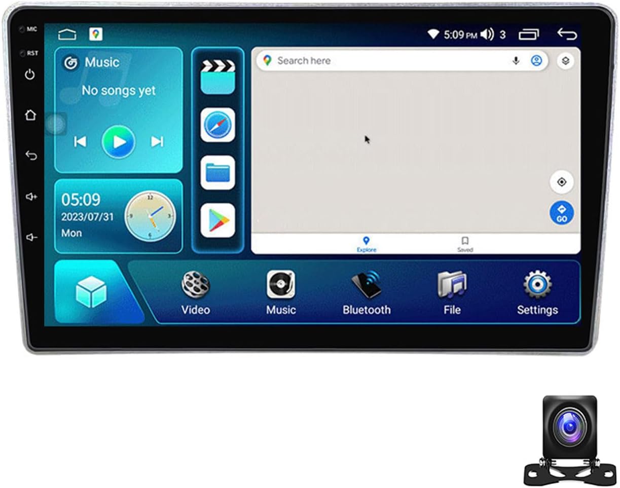 Double Din Car Stereo Bluetooth MP5 Player with Carplay/Auto, 9 Inch Touchscreen Radio Receiver with AHD Backup Camera, for Geely EC7 2004~2011 Support 4G/SWC/DSP,4 core m100s 1g+32g