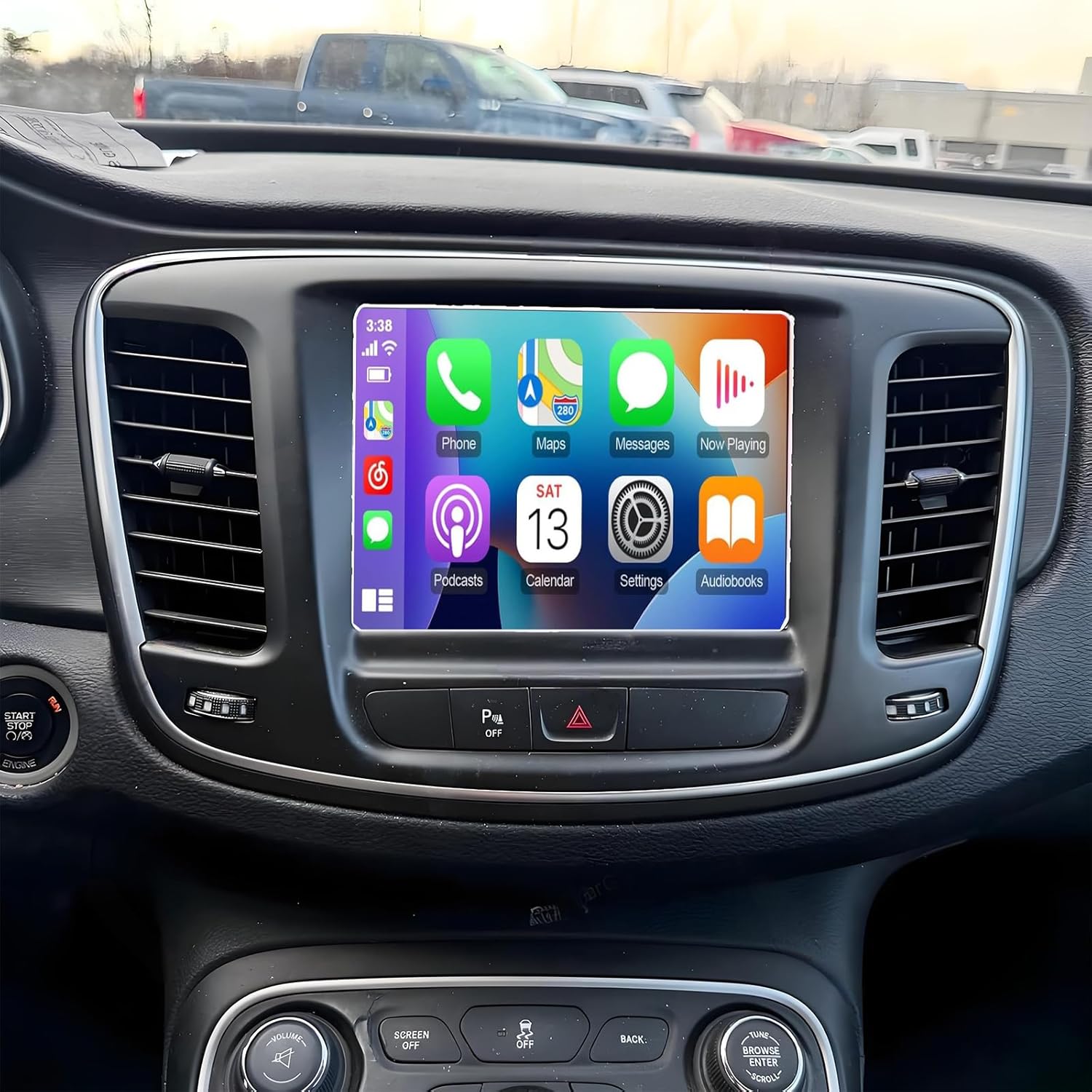 PHEZEN 8.4 inch Car Stereo Fit for Chrysler 200 2015-2017, Android 14 Double Din Car Radio with Carplay & Android Auto GPS Navigation BT Mirror Link WiFi Backup Camera 2+32G