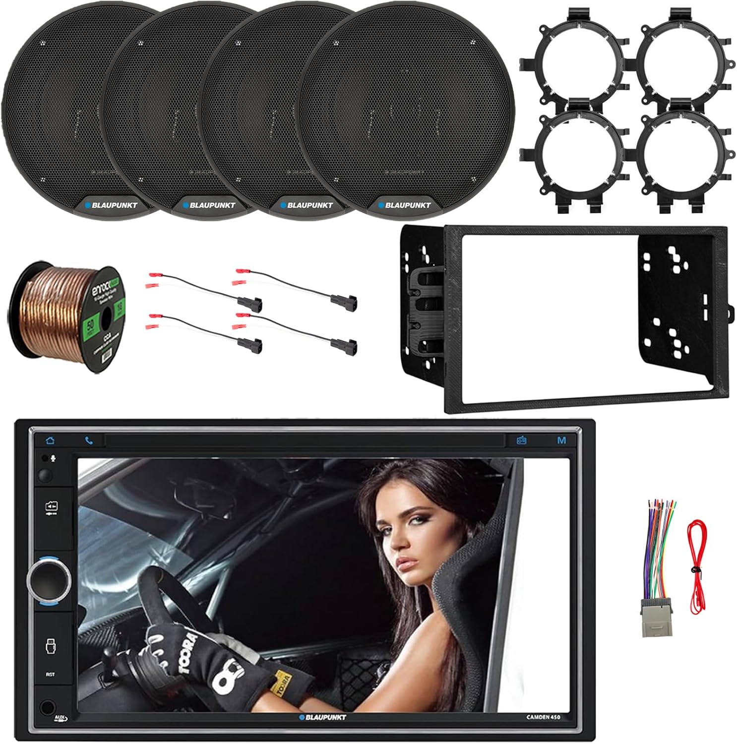 Blaupunkt CAMDEN 450 7 Touchscreen Double DIN Bluetooth AM/FM Receiver, 4x 6