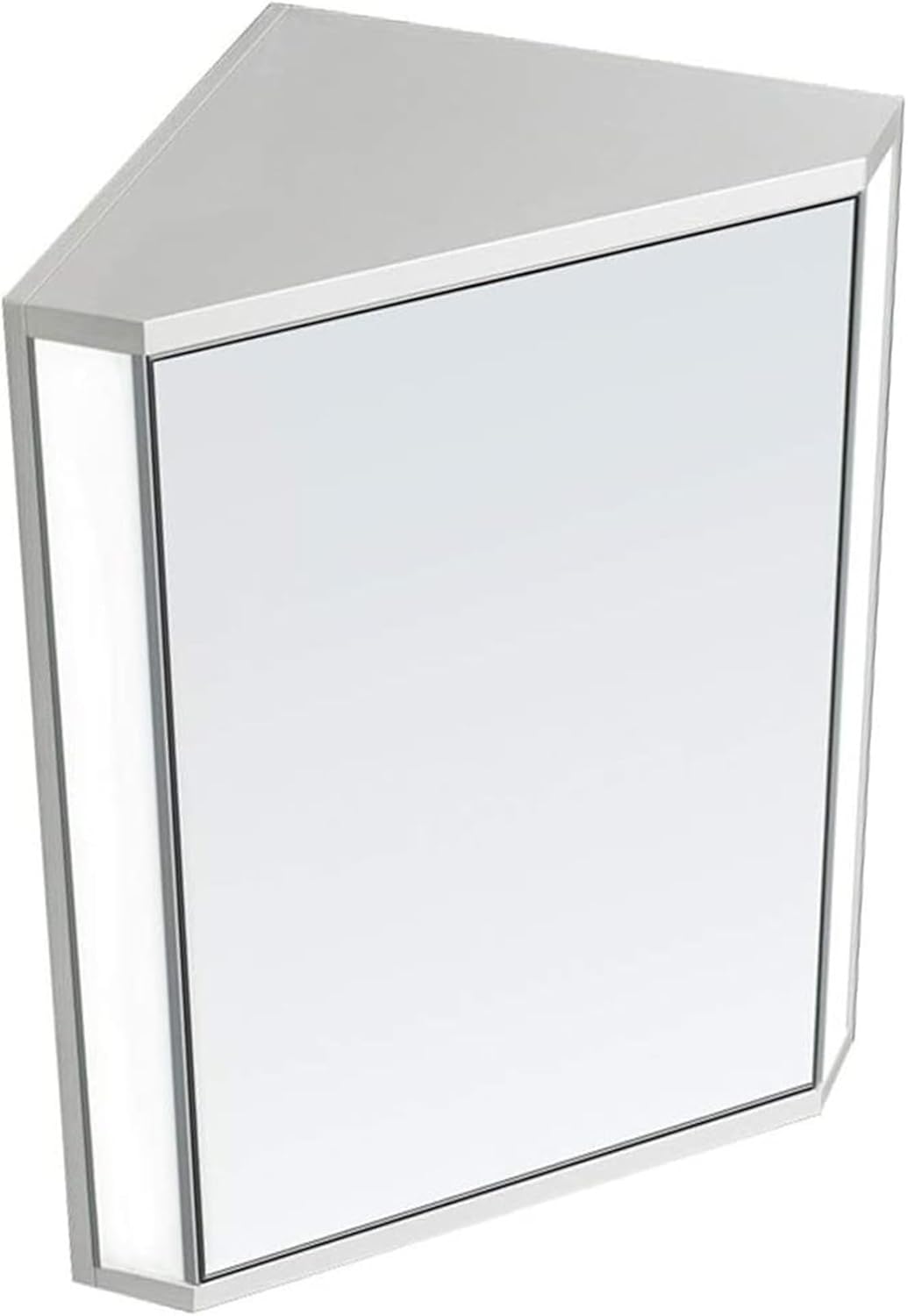 Bathroom Corner Medicine Cabinet W/Mirror White Wall Mount Triple Shelf Storage Hanging Cabinet - Kitchen Storage Multipurpose