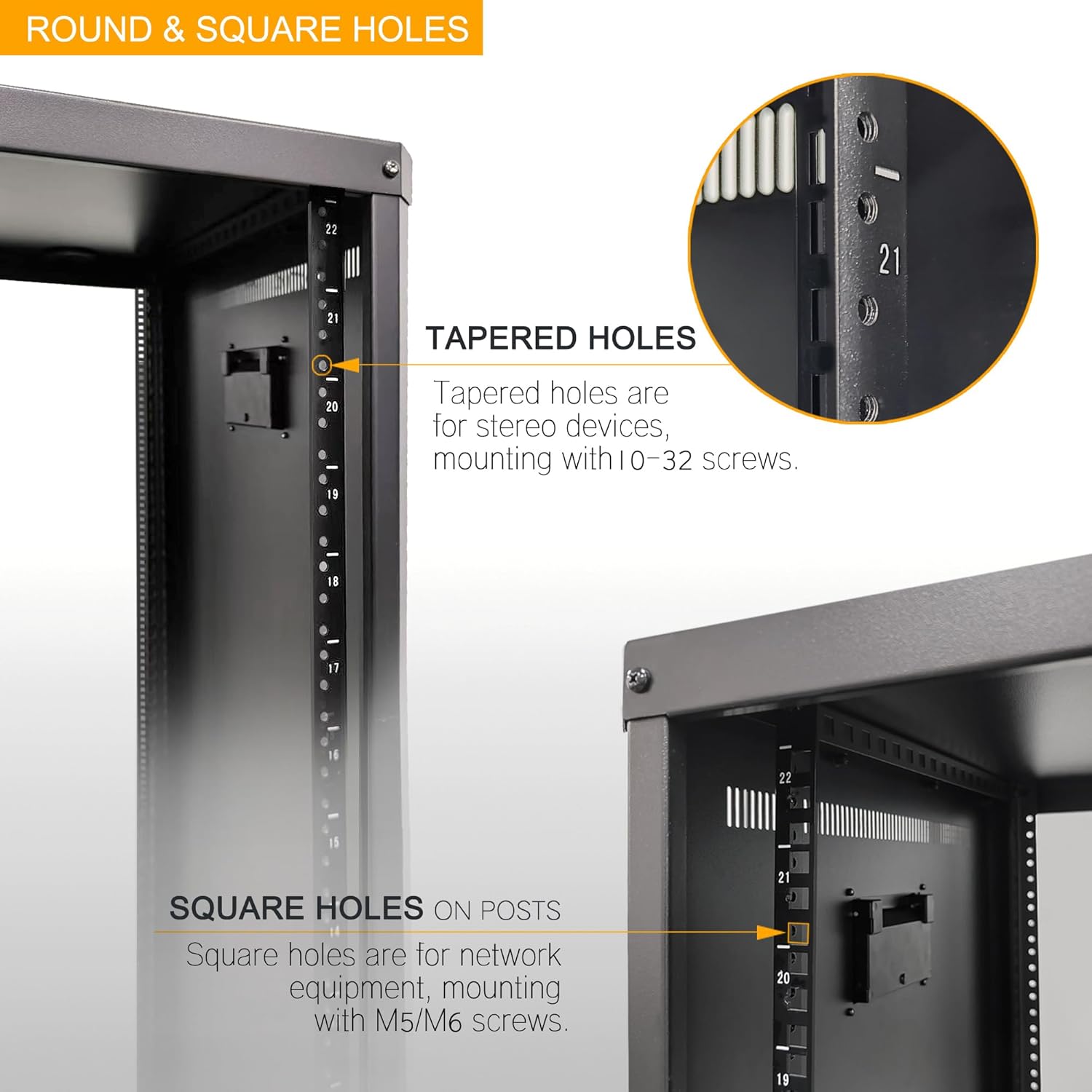 RIVECO 9U Stereo & Server Rack with Caster Wheels, Rolling Network Cabinet, Open Frame Rack for 19-inch Audio Video Music Recording & IT Equipment Lifting Handle & 1U 10