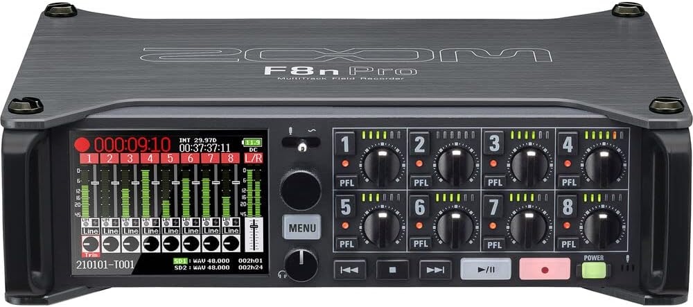 Zoom F8n Pro 8-Input / 10-Track Multitrack Field Recorder Bundle with Sony MDR-7506 Headphones, 32GB microSDHC Memory Card, and XLR-XLR Cable