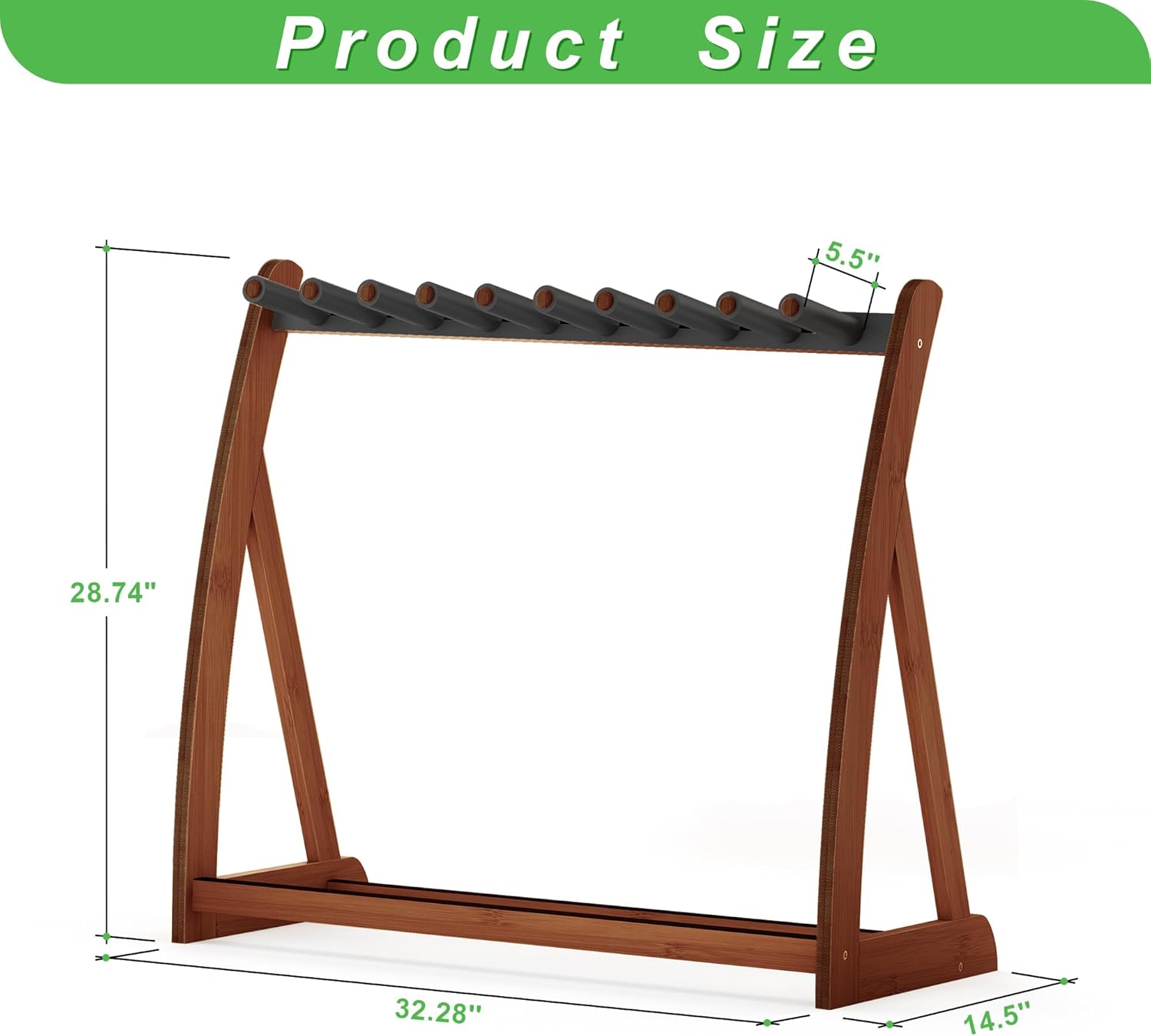 Adjustable Multi Guitar Stand Rack - Bamboo Guitar Case Stands Floor 1-9 Guitar Holder for Multiple Guitars Acoustic Electric Guitar & Bass Guitar Bag Padded Guitar Display for Band Home Stage Studio