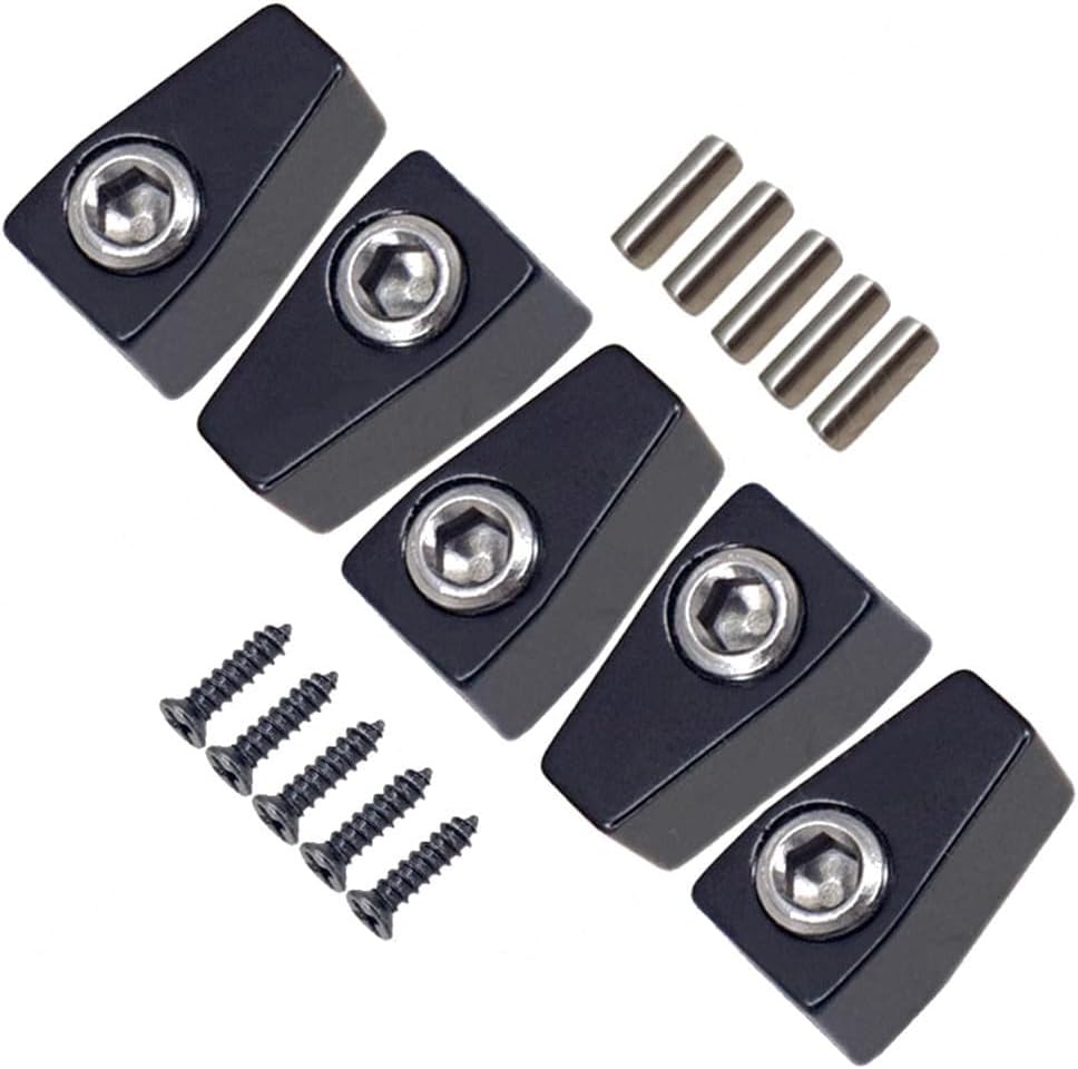 Electric Bass Bridge Tailpiece for 5-String Headless Guitar, Metal Fixed Tremolo with Nut and Screws, Black (99 x 69.2 mm)(B)