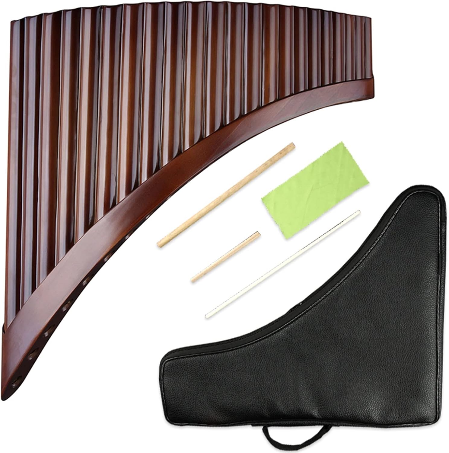 22 Pipes Pan Flute C Key Woodwind Instrument Chinese Traditional Musical Bamboo Handmade (Color : Right)