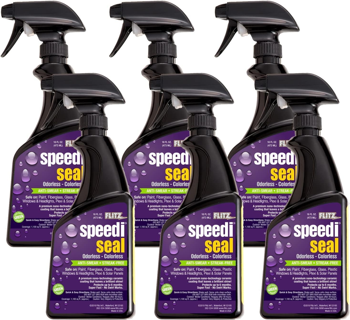 Flitz Speedi Seal - 16oz Bottle of USA-Made Ceramic Coating for Cars to Polish & Protect for Up to 6 Months - Works on Paint, Fiberglass, & More - Streak-Free Ceramic Spray Sealant (6 Pack)