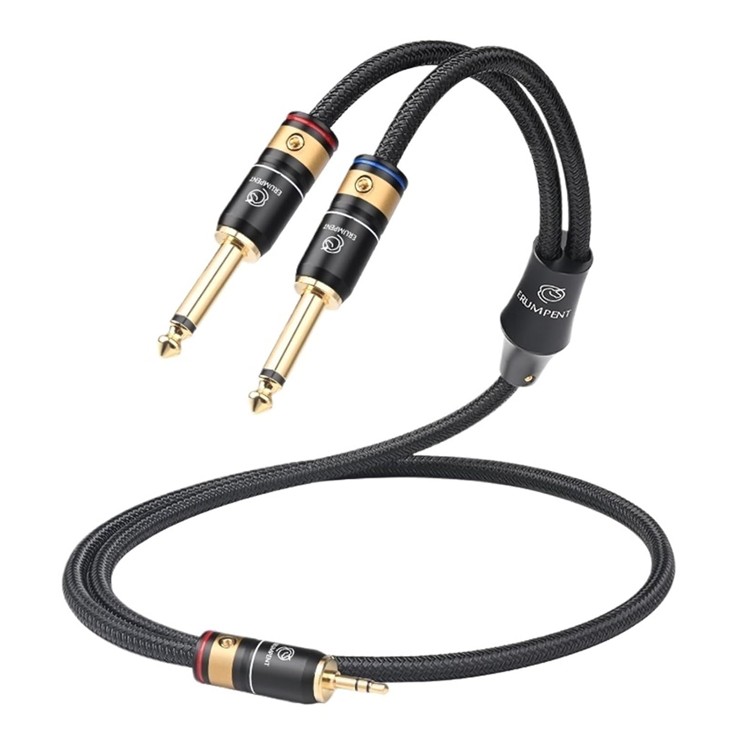 HiFi 6N OCC 3.5mm to Dual 6.5mm Audio Cable for Phone Amplifier Gold Plated Plug 3.5 Stereo to Dual 6.5 TS Audio Signal Cable(2m)