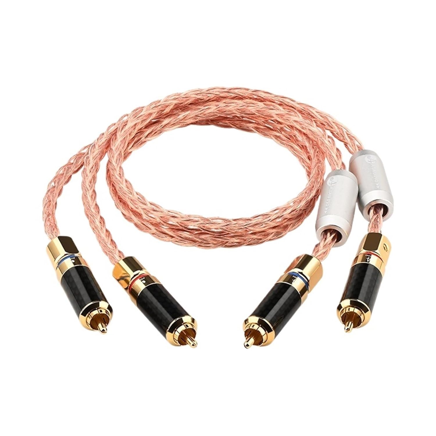 HiFi 2RCA to 2RCA Audio Cable OCC Core Carbon Fibre Gold Plated Self-Locking Plug HiFi RCA Cable for Home Theater DVD Soundbox(0.5m)