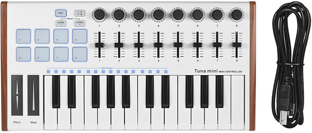 25 Key MIDI Keyboard Pad Controller, USB 2.0 Plug and Play, Win10/8/7/XP, OSX, , Compact and Portable