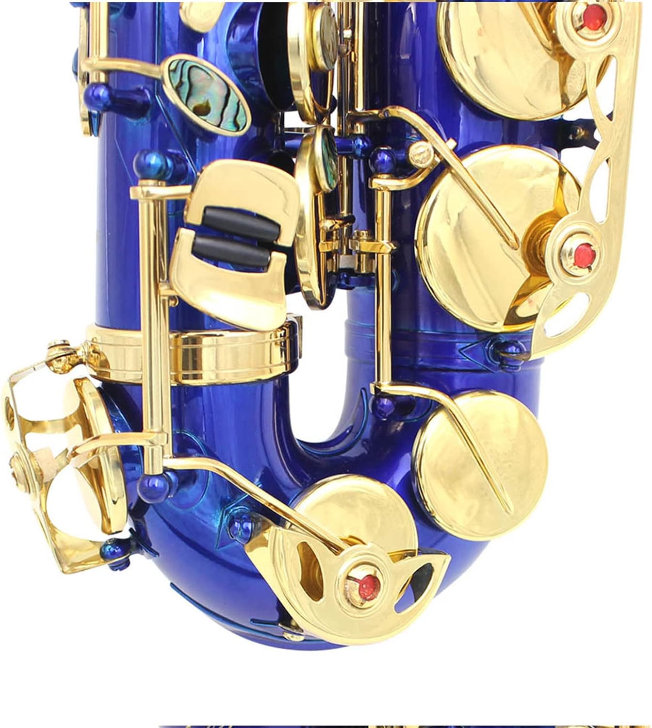 Alto Saxophone Full Kit, Blue Lacquer Alto Sax in E Flat, Professional Sax Woodwind Instrument for Beginner/Students/Performance, Quality Brass Engraving E Flat Alto Sax
