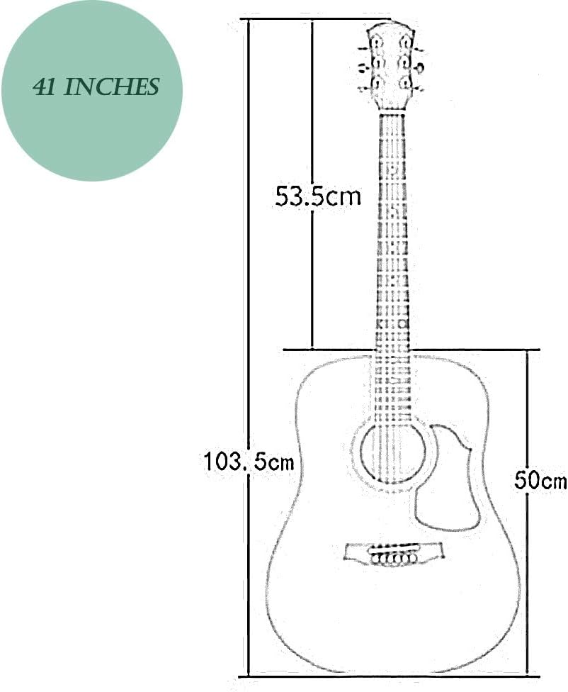 Acoustic Guitar GDMING Dreadnought Acoustic Guitars with Spare Strings Performance Bag Matte Surface 41 Inches Wooden Guitar Suitable for Playing with Sing