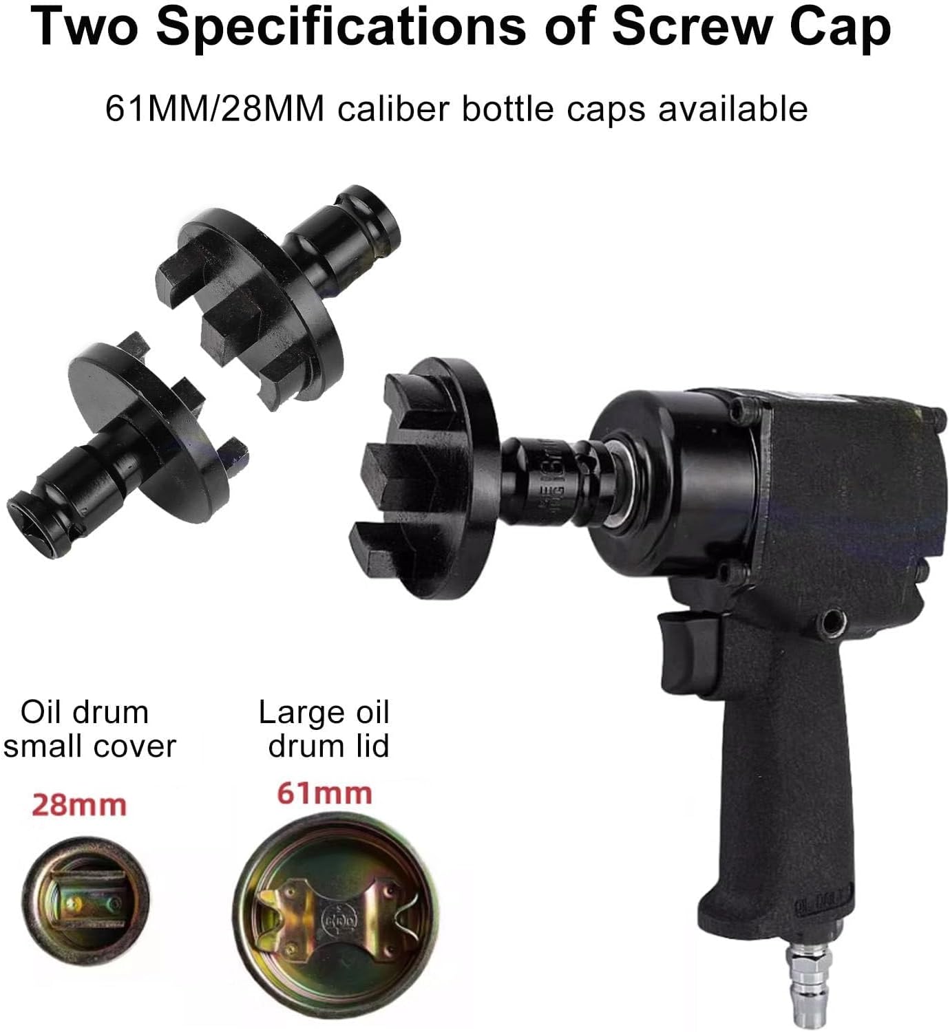 28MM/61MM Oil Drum Capping Machine, Pneumatic Oil Barrel Crimper, Idling Speed 7000RPM, Adjustable Forward and Reverse, for Liquid Packaging Industry