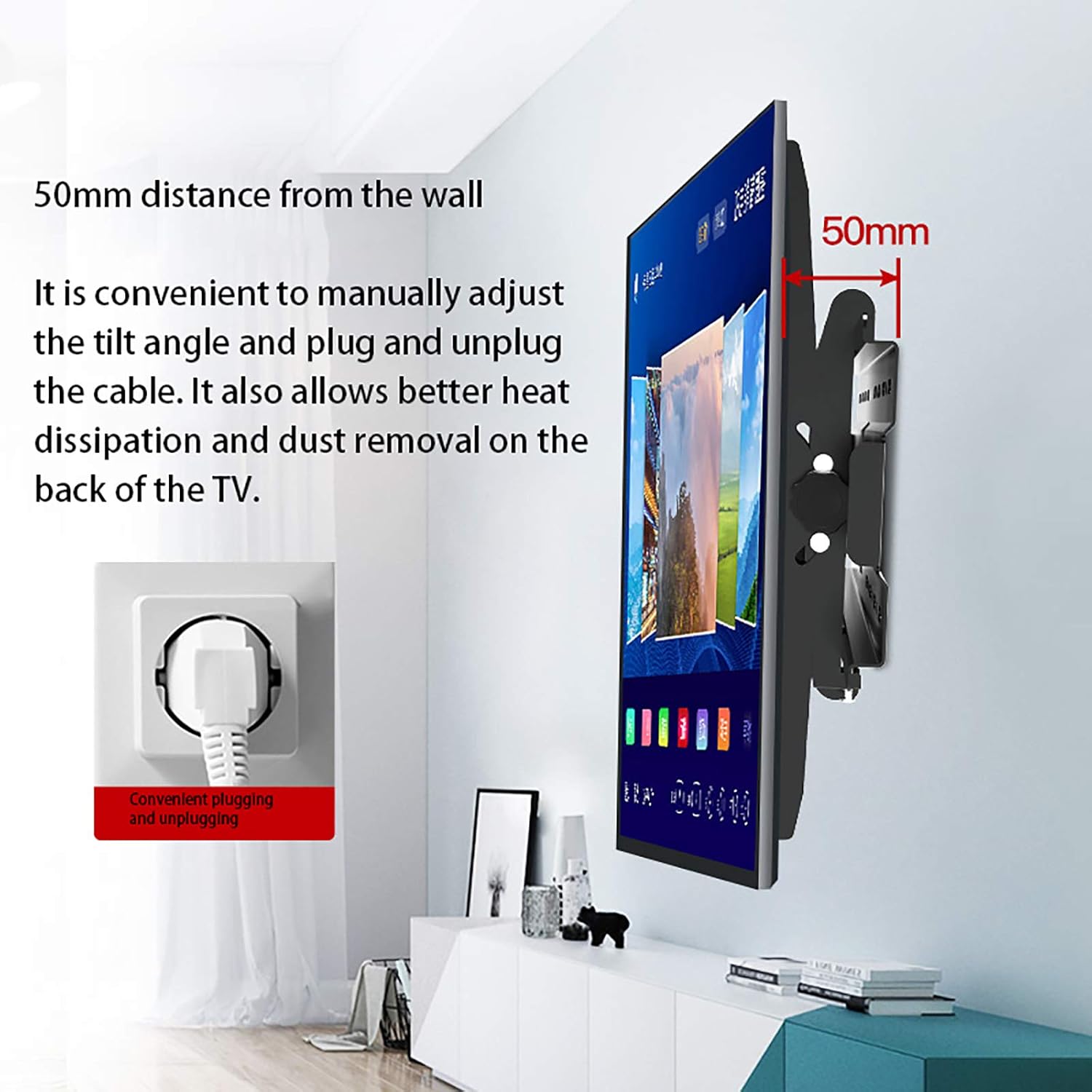 Tilting TV Wall Mount Bracket for Flat TVs, Low Profile Design, Fits VESA 400X400mm, Space-Saving Solution for Home Entertainment