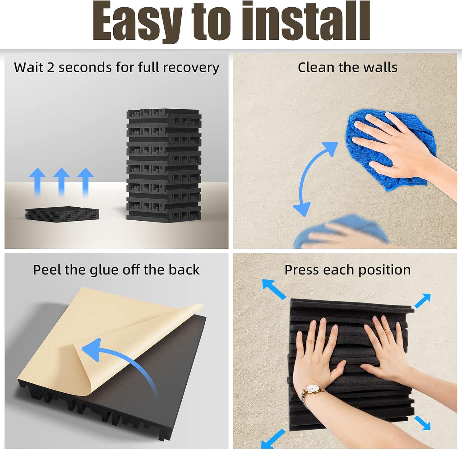 48 Pack Sound Proof Foam Panels for Walls, 12