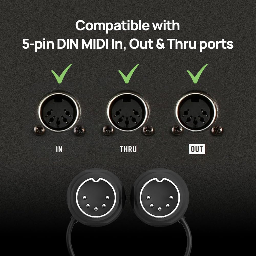 CME MIDI Thru5 WC + 4-Pack 3FT MIDI Cables - 1-in-5-out MIDI Thru box with 4 3FT 5-pin DIN MIDI cables for compact spaces