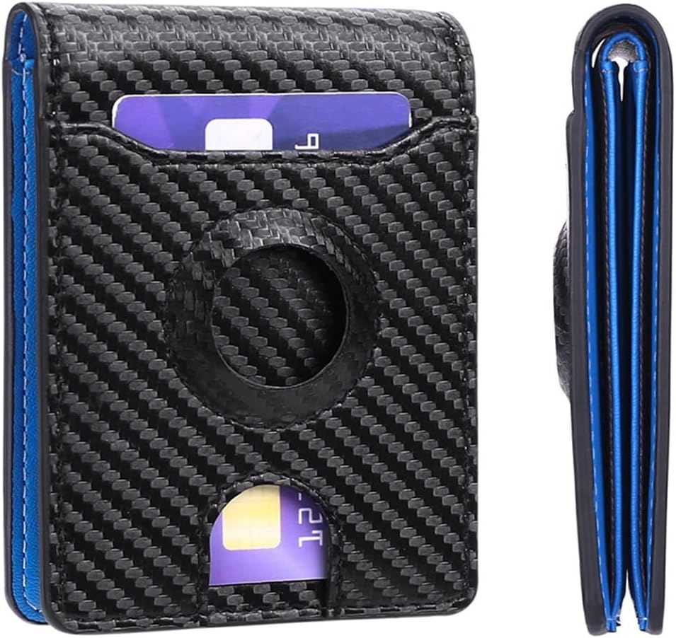 Men's Wallet Anti-Lost and Anti-Theft Card Holder RFID Slim Card Holder Mini Wallet Carbon Fiber Minimalism Money Clip (Color : Black, Size : 11 * 8cm)