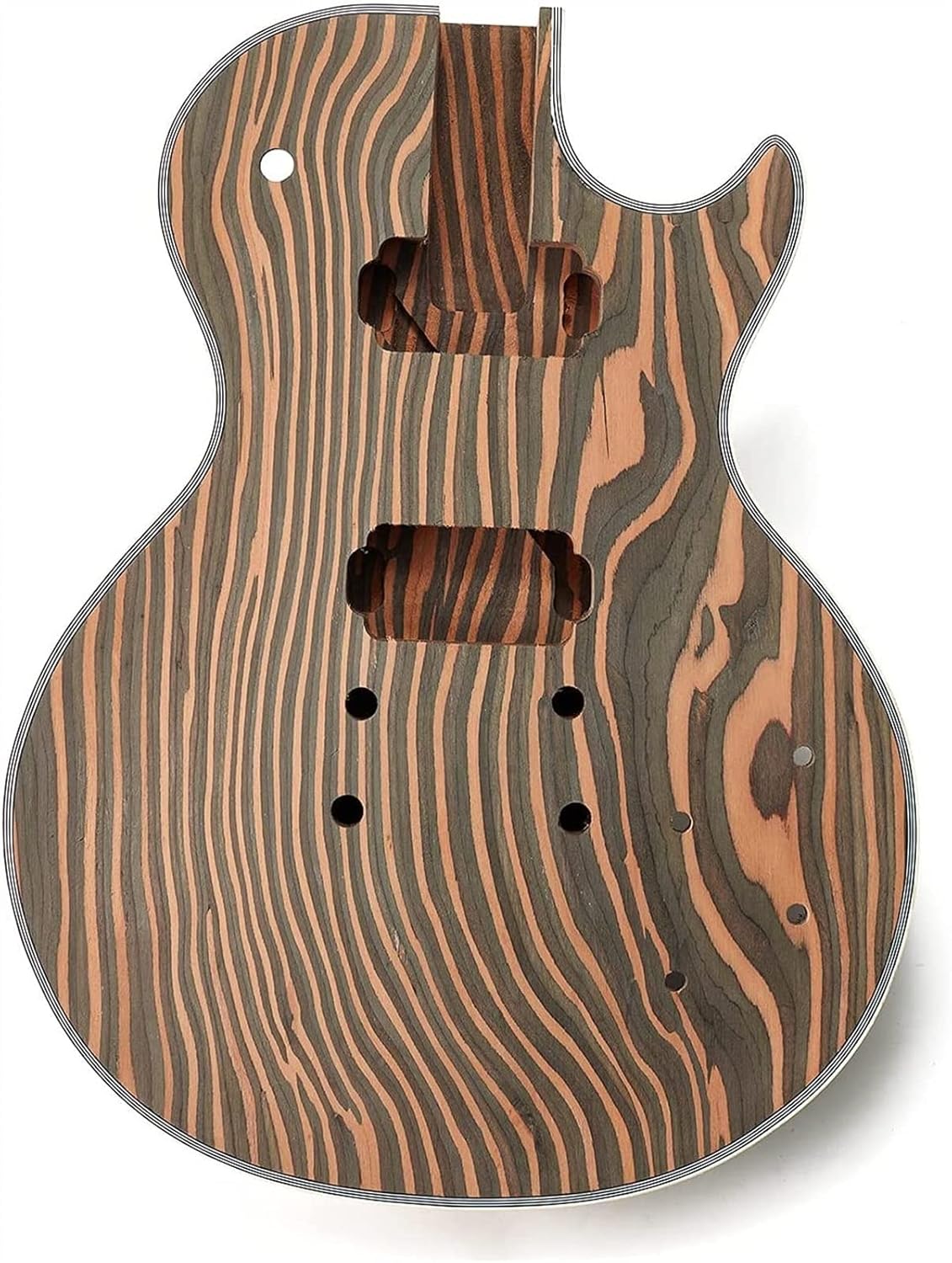 FLFL New 6 String Guitar Kit Zebrawood Solid Body for LP Style Electric Guitar Builder Kit Unfinished Guitar Kit