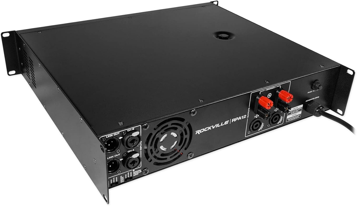 Rockville RPA12 5000W Peak/1400W RMS 2 Channel Rack Mount Power Amplifier, Bridgeable Pro/DJ Amp, LED Indicators, for Live Sound