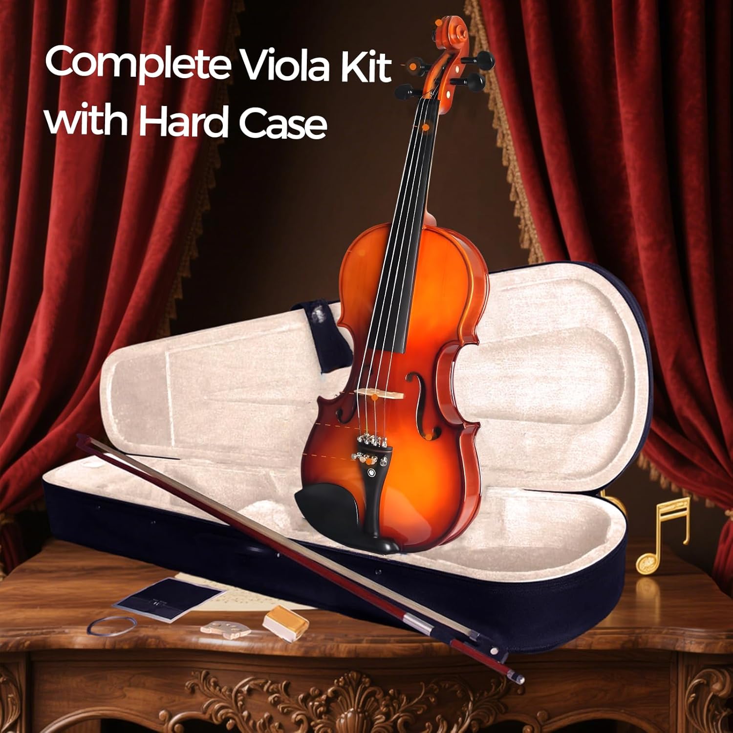 Violin For Beginners, CVN-300 Solidwood Ebony Fitted Violin with Strings, Beginner Starter Violins Kit For enthusiasts w/Hard Case, Rosin, Bow, Stringed Musical Instruments, Size 4/4 (Full Size) (4/4)