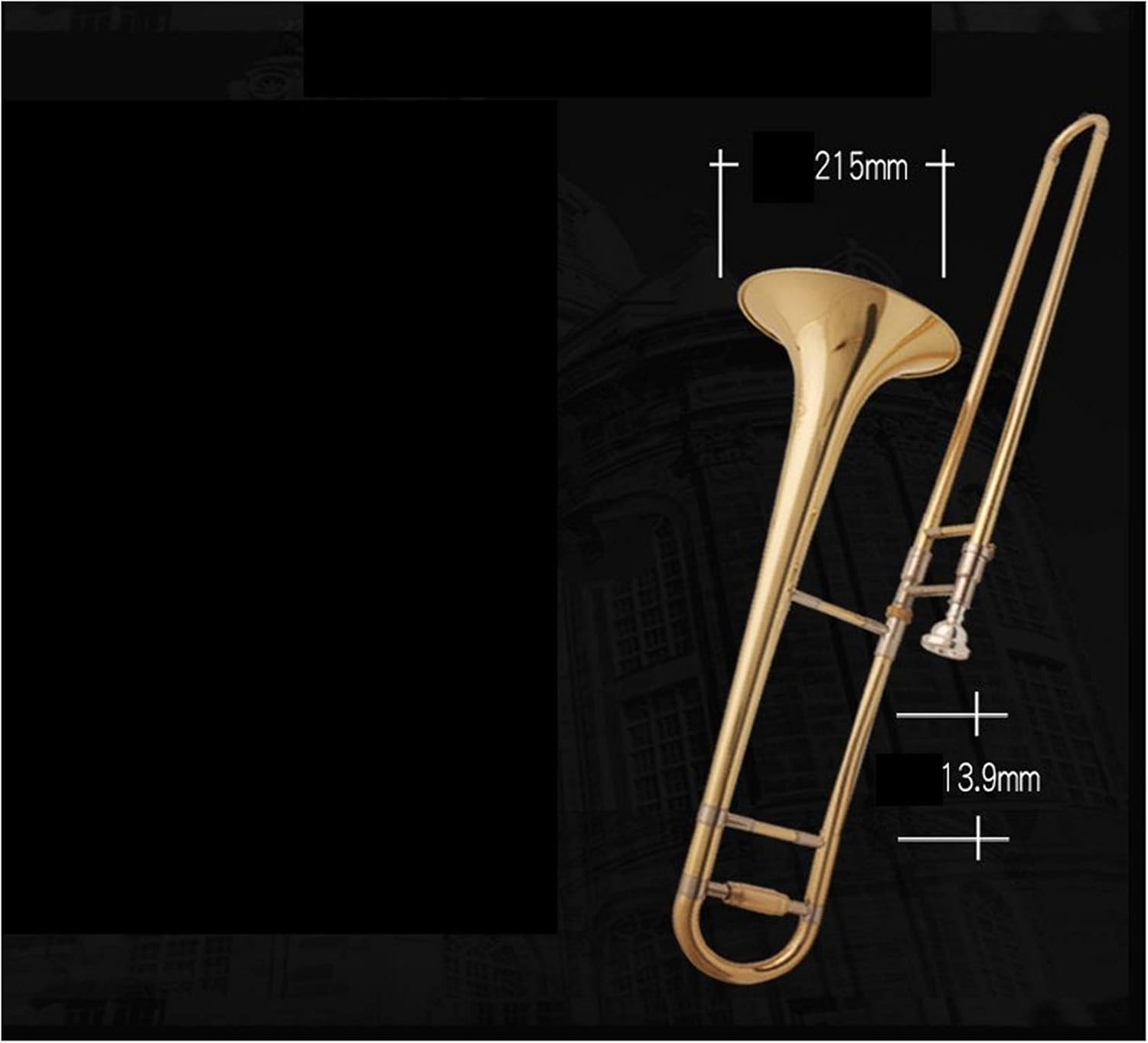 Standard Trombone Professional Tenor Trombone B Flat Tenor Trombone Brass Lacquered Gold Playing Brass Instrument with Accessories Valve Trombone (Color : Tenor Trombone)