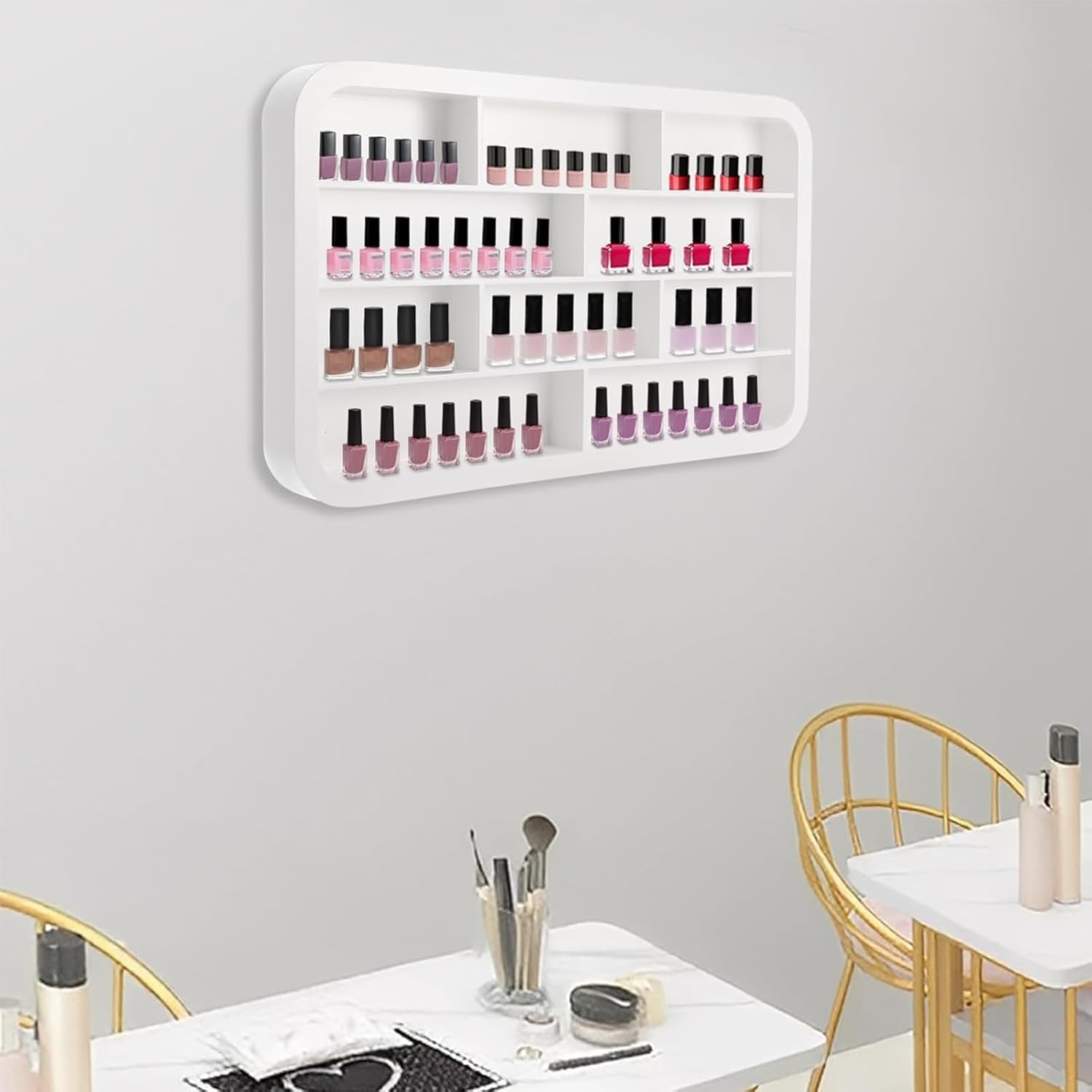 Light Luxury Four-Tier Nail Polish Display Rack, Wall-Mounted Perfume Organizer, Space-Saving Storage, Durable Nail Polish Display Rack for Salon Beauty,1.0m/39.4in
