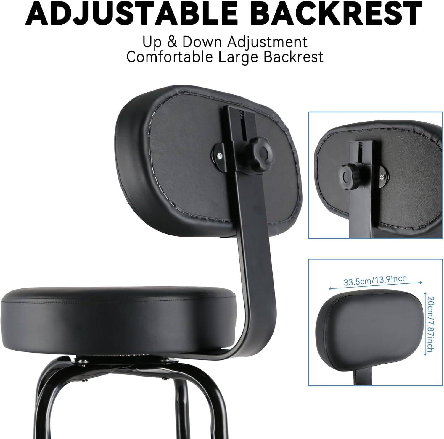 EASTROCK Guitar Stool with Backrest – Guitar Stools for Adults, Guitar Chairs with Padded Cushion and Footrest, Suitable for Acoustic, Electric & Bass Guitars