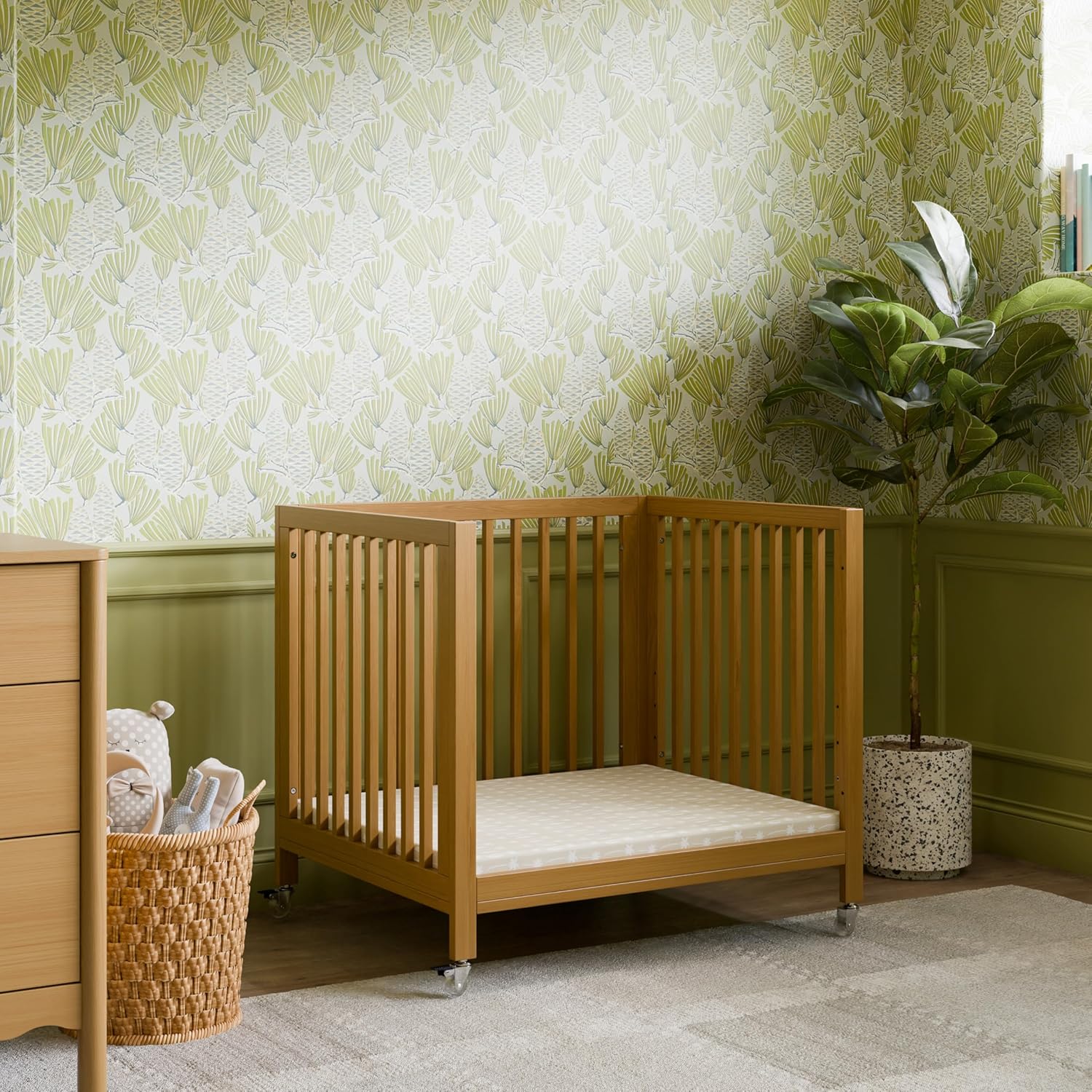 Babyletto Rolli All-Stages® Midi Crib Conversion Kit in Honey, Greenguard Gold Certified, FSC Certified, Portable & Adjustable with Pad Included