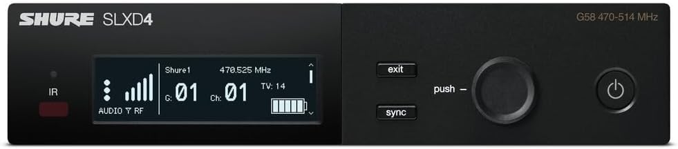 Shure SLXD14 Digital Wireless System for Guitar and Bass - Includes SLXD1 Bodypack Transmitter with WA305 Instrument Cable & SLXD4 Single Channel Rack Mount Receiver | G58 Band (SLXD14-G58)