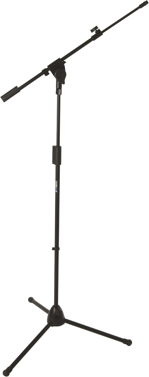 QUIK LOK Professional Microphone Stand with Heavy-Duty Cast-Alloy Tripod Base and Telescopic Mic Metal Boom Swivel, Black (A-514)