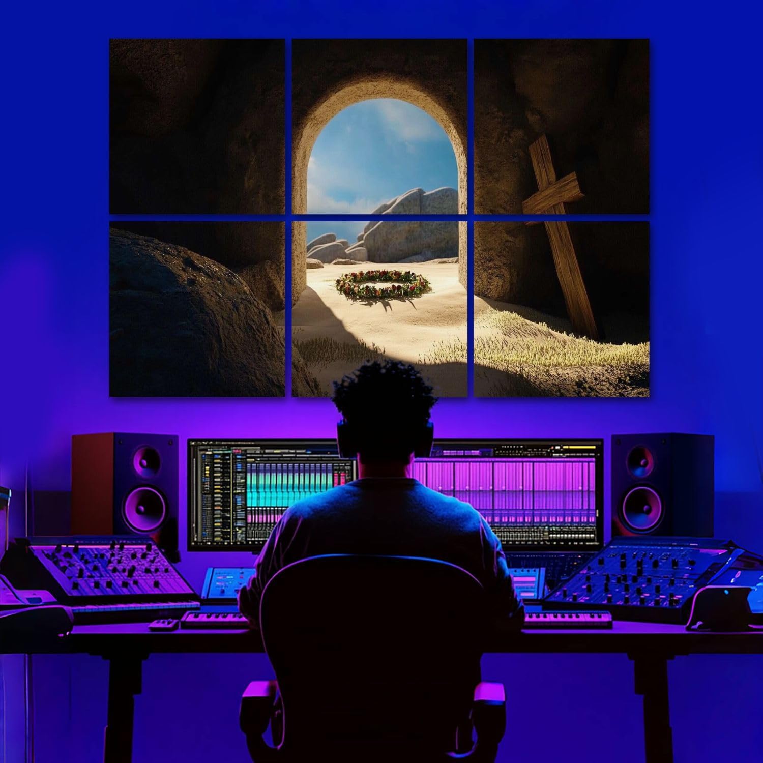 6 Pack Art Acoustic Panels Christ Bible from empty stone tomb is flooded light thrown Sound Absorbing Panel 48