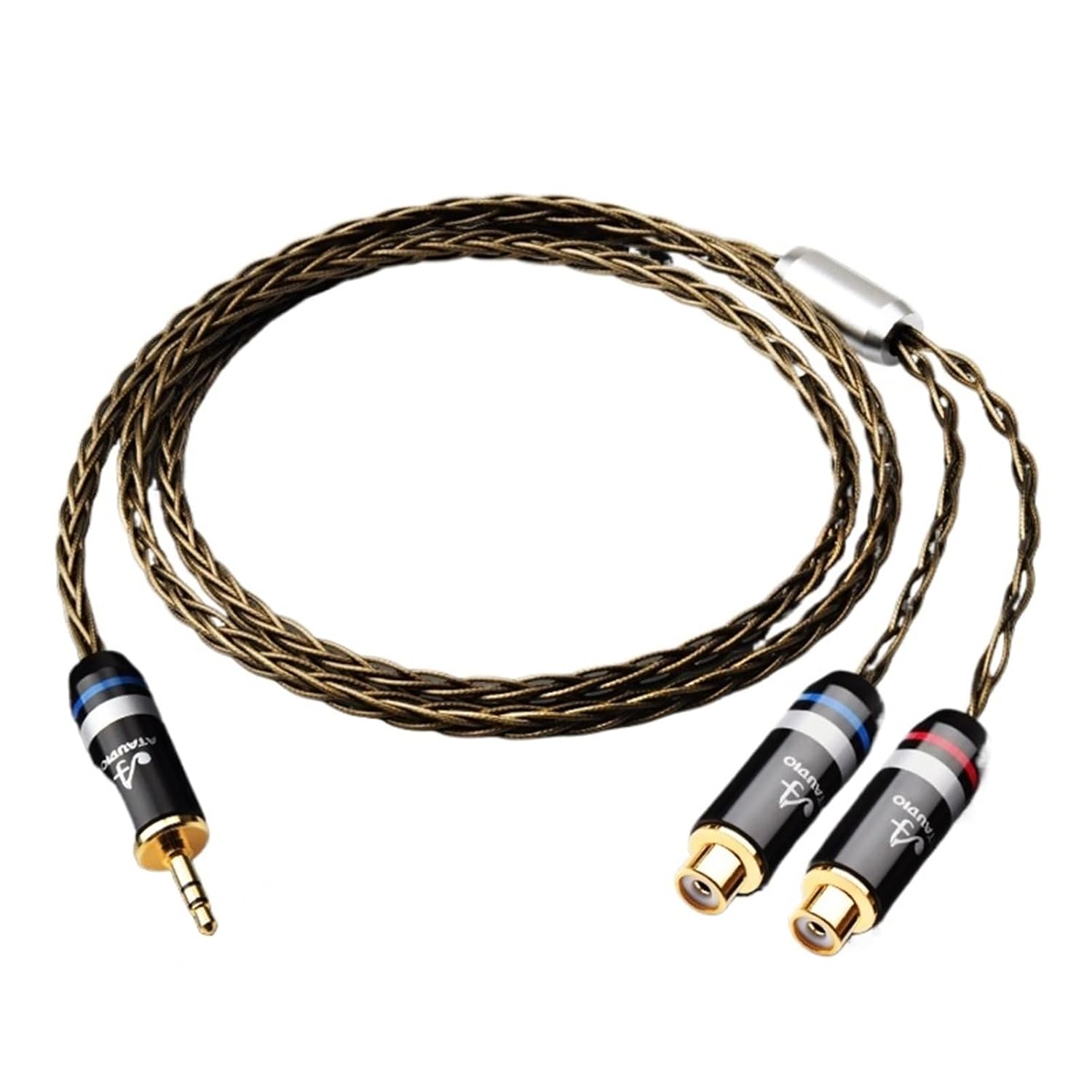 Audio Cable 3.5mm to 2RCA Cord for Speaker Amplifier Hi-end OCC Silver-Plated 3.5 Jack to 2RCA Female Connector Cable(3m)