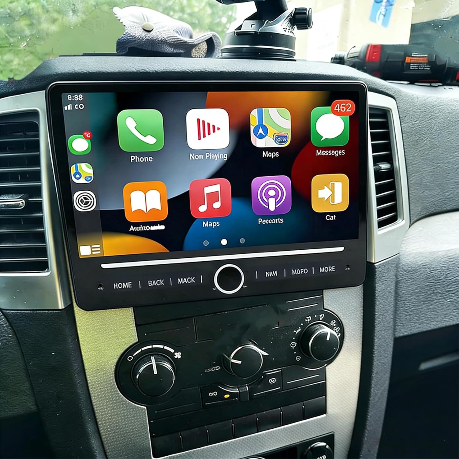 PHEZEN 10 inch Touchscreen Car Stereo Fit for Jeep Grand Cherokee 2008-2010, Android 14 Double Din Car Radio with Carplay & Android Auto in-Dash Navigation BT Mirror Link WiFi Backup Camera 4+64G