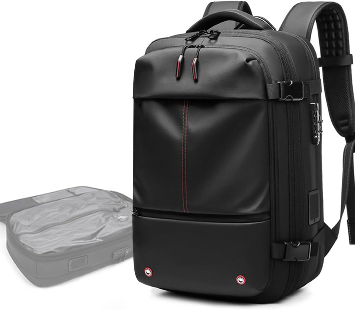 HoverBots Vacuum Backpack for Travel, 60L Expandable Compression Bag with Built-In Pump, Waterproof and Anti-Theft, Space Saving Bags for Camping Trips